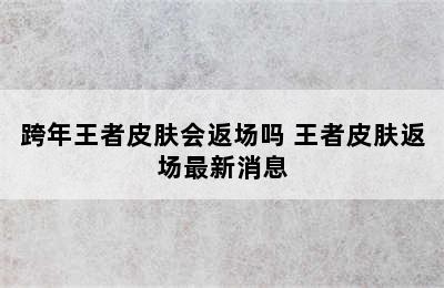 跨年王者皮肤会返场吗 王者皮肤返场最新消息